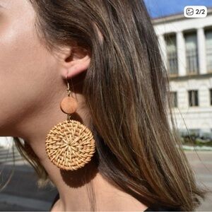 COMING SOON! Brown Rattan Straw Earrings